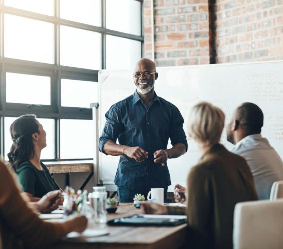 a group of people in one room