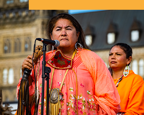 Indigenous women at a Truth and Reconciliation Day event.