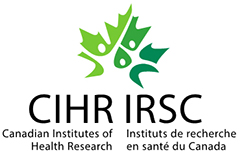 Logo for Canadian Institutes of Health Research with green leaf on top.