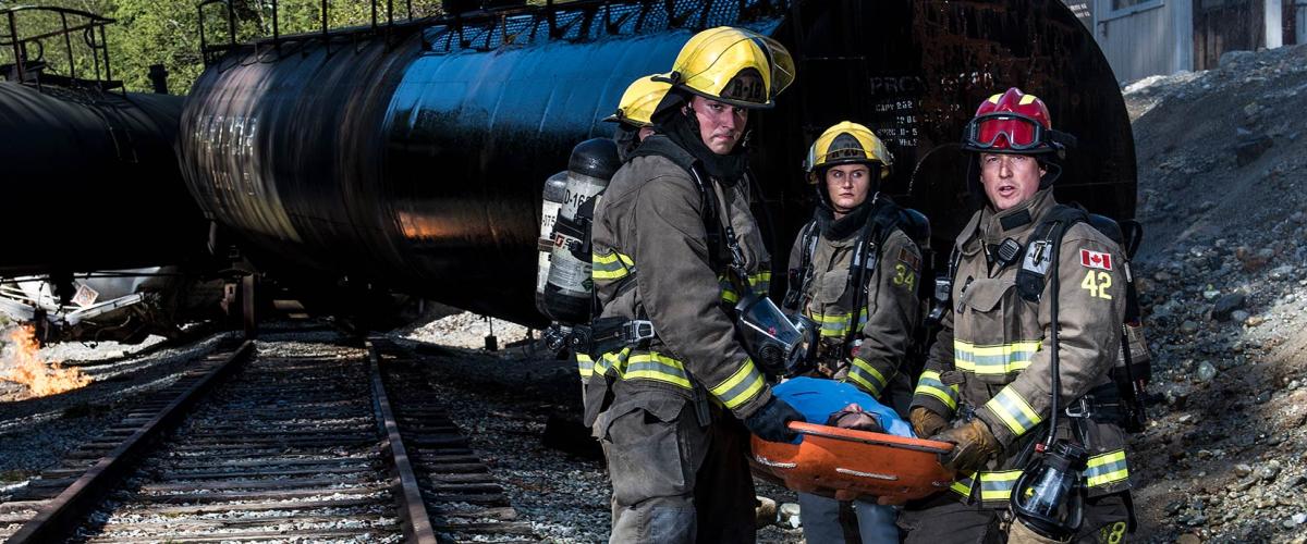 JIBC firefighter students and instuctor