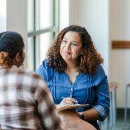 2 women talking